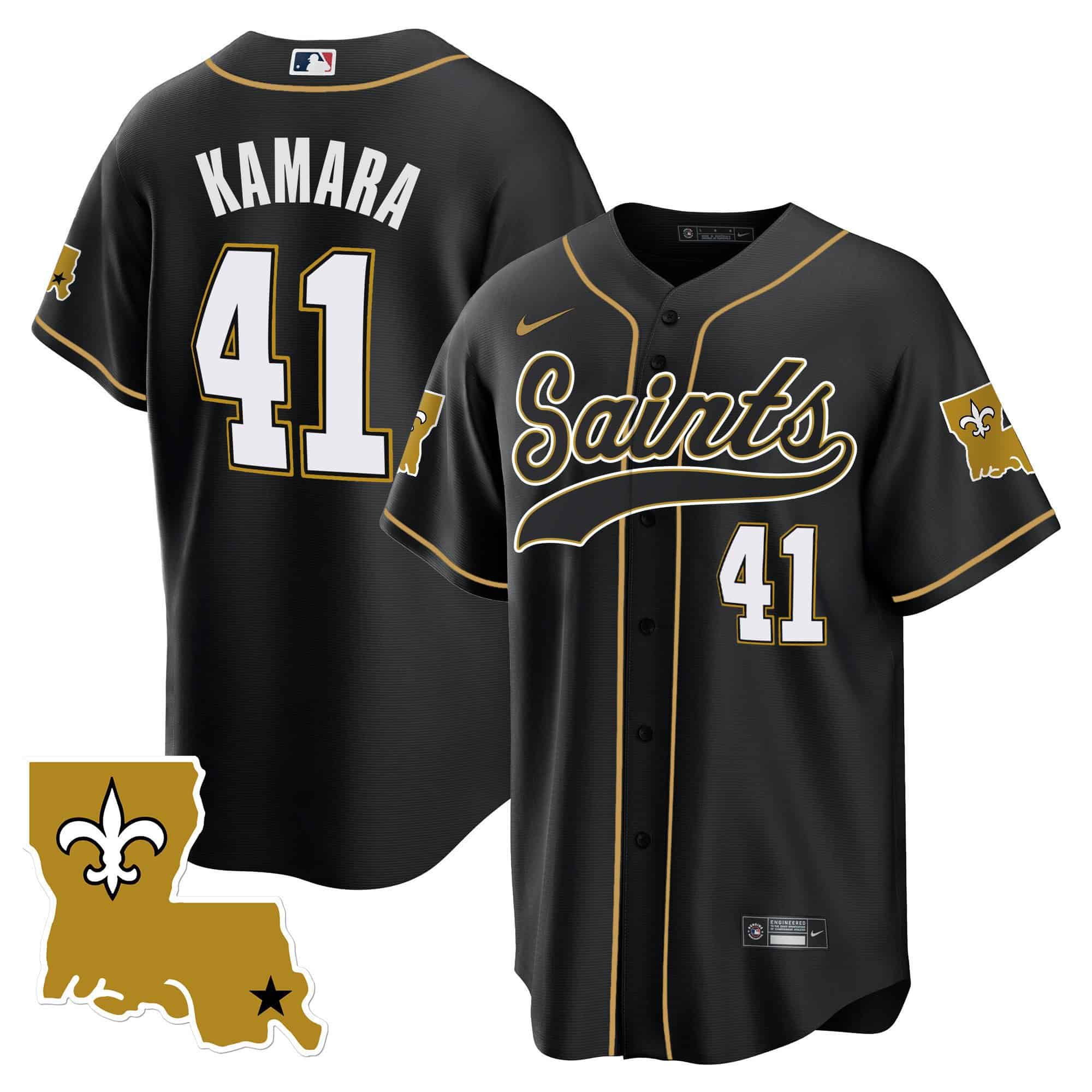 Men New Orleans Saints 41 Kamara Black 2024 Nike 1987 Legacy Cool Base NFL Jersey style 1